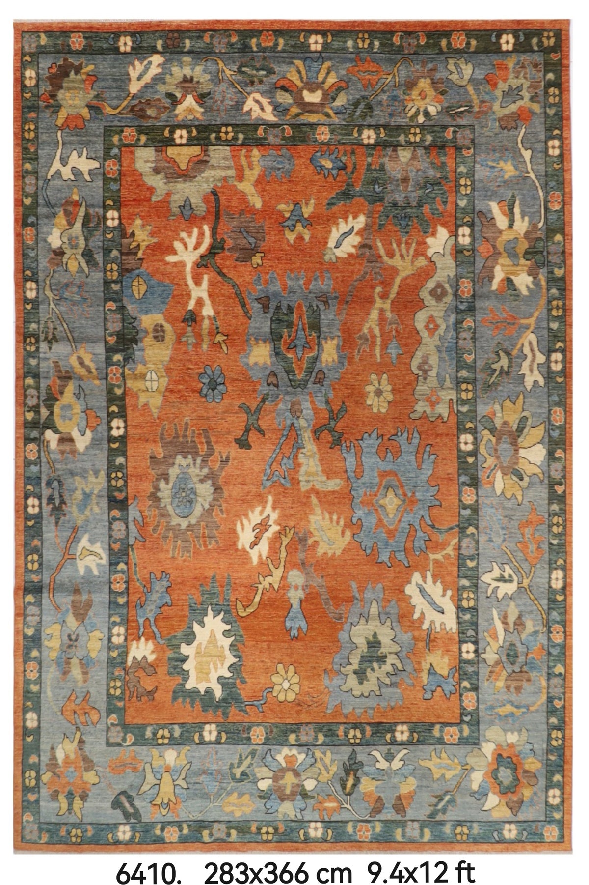 283 x 366 cm | Oushak design Hand Knotted veg Dye Wool Afghan Carpet