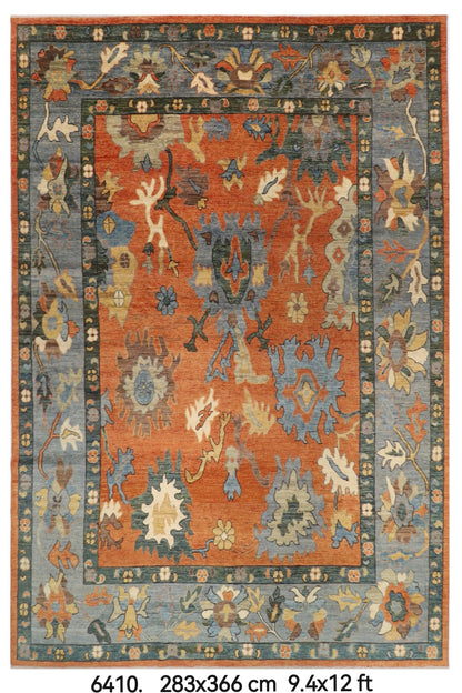 283 x 366 cm | Oushak design Hand Knotted veg Dye Wool Afghan Carpet