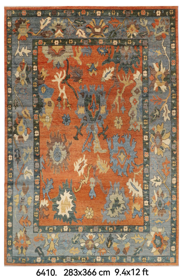 283 x 366 cm | Oushak design Hand Knotted veg Dye Wool Afghan Carpet