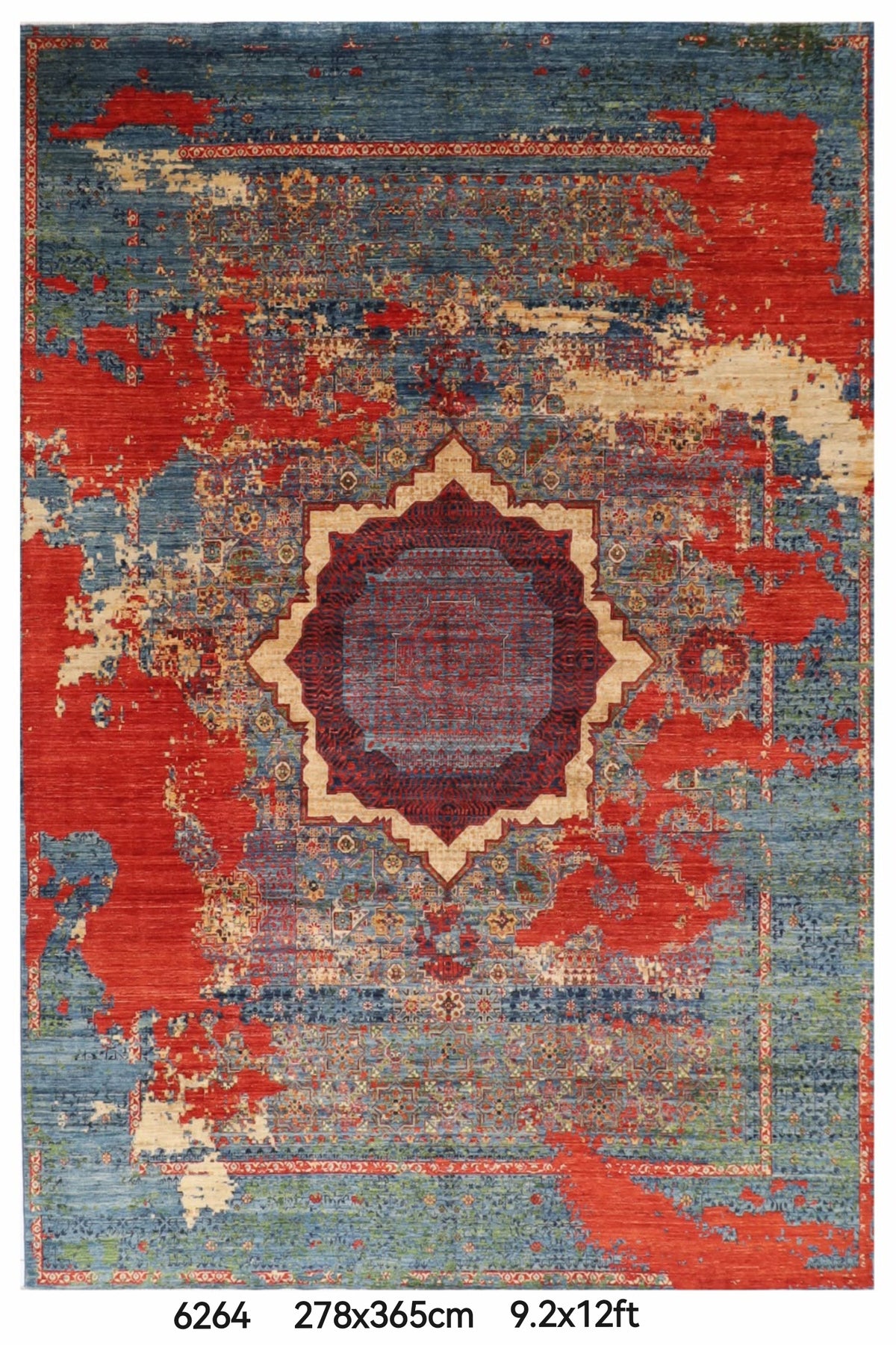 278 x 365 cm | Abstract Mamluk Afghan Veg Dye Wool carpet