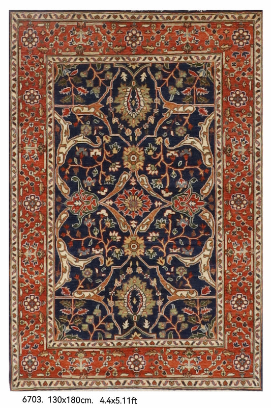 130 x 180 cm | Bidjar Blue Design Hand Knotted Wool Afghan Carpet