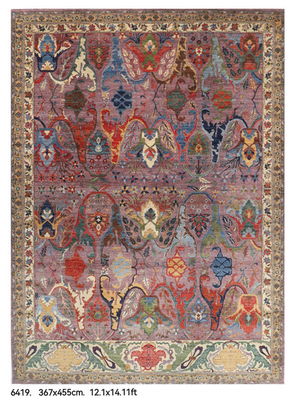367 x 455 cm | large Dusty Mauve kawros Handmade Rug