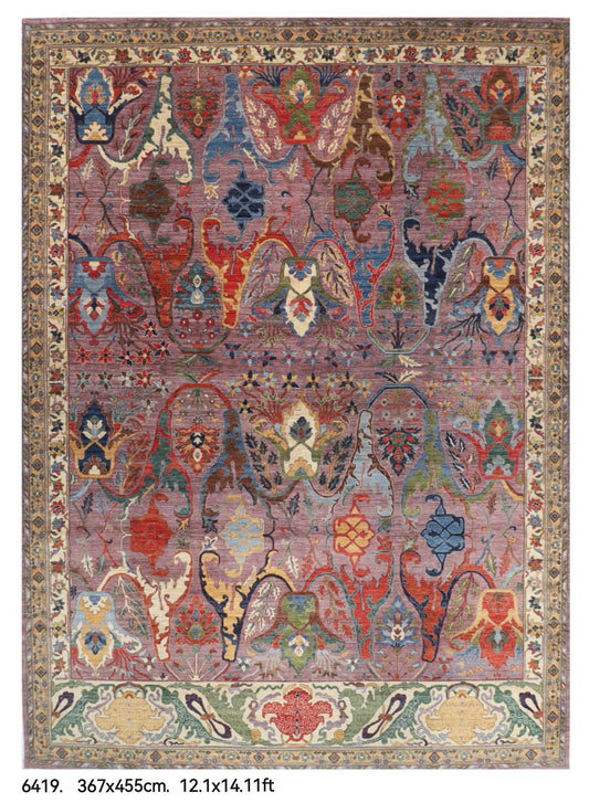 367 x 455 cm | large Dusty Mauve kawros Handmade Rug