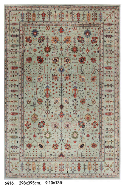298 x 395 cm | Sultani Design Hand Knotted veg Dye Wool Afghan Carpet