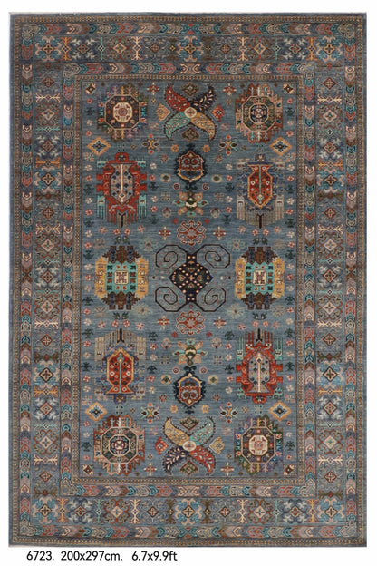 200 x 297 cm | Waziri  Design Hand Knotted Wool Afghan Carpet