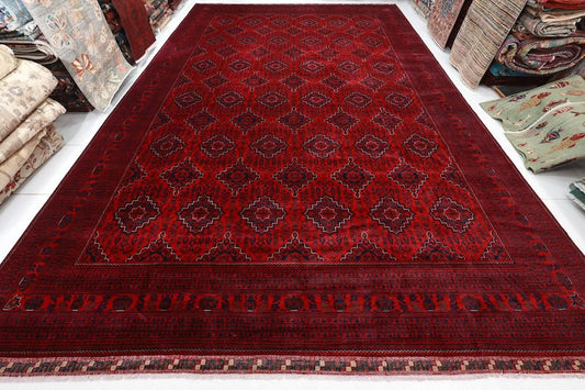 400 x 609 cm | Red Khamyab Afghan Handmade carpet