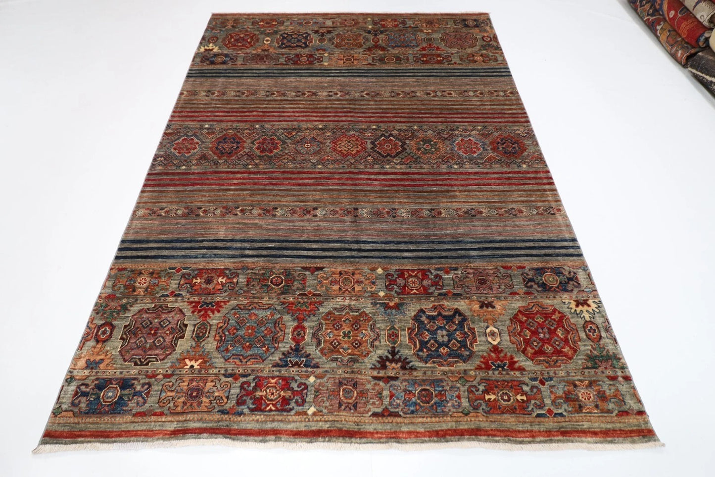 169 x 247 cm | Khorjun Afghan Tribal Hand Knotted Veg Dye Wool Carpet