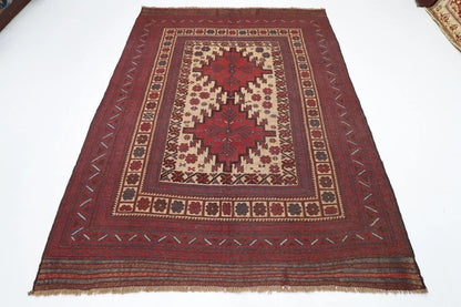 190 x 248 cm | Vintage Kilim Afghan Tribal Hand Knotted Veg Dye Wool Carpet