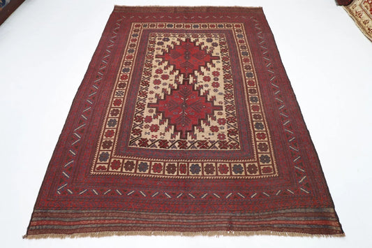 190 x 248 cm | Vintage Kilim Afghan Tribal Hand Knotted Veg Dye Wool Carpet