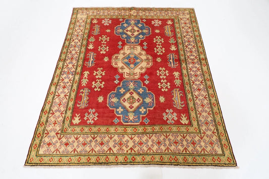 147 x 177 cm | Kazak Tribal Hand Knotted Veg Dye Wool Carpet