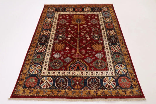 152 x 203 cm | Afghan Tribal Hand Knotted Veg Dye Wool Carpet