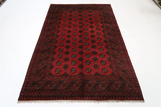 159 x 234 cm | Akja Bokhara Afghan Tribal Hand Knotted Veg Dye Wool Carpet