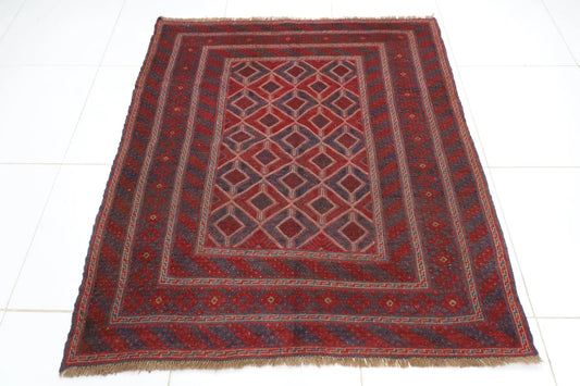155 x 171 cm | Accent Afghan Tribal Hand Knotted Veg Dye Wool Carpet