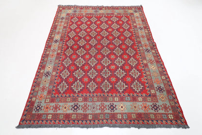 149 x 202 cm | Sumak Tribal Hand Knotted Veg Dye Wool Kilim
