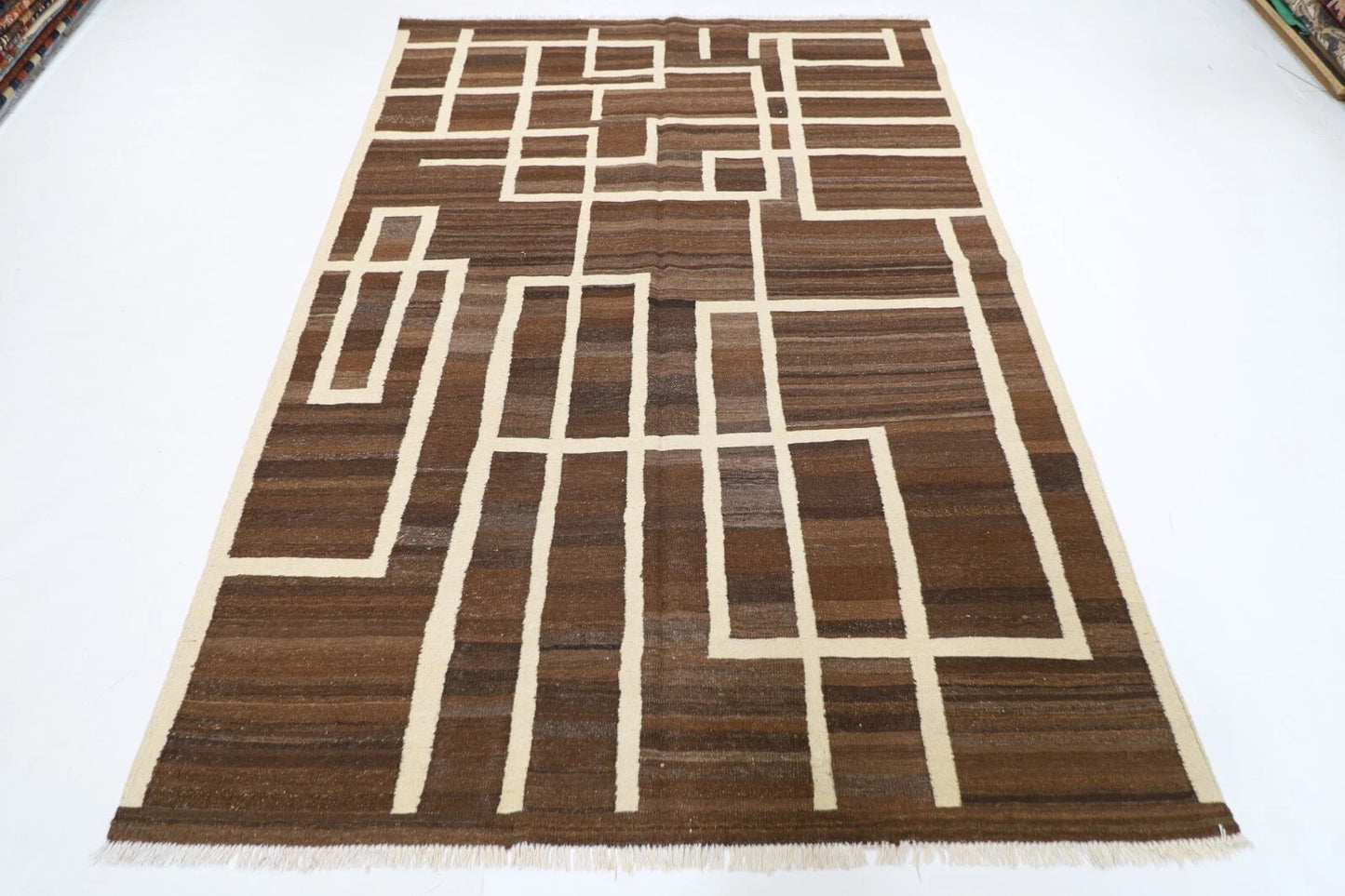 180 x251 cm | Flat Weaved Afghan Tribal Hand Knotted Veg Dye Wool Kilim