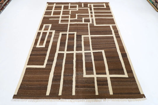 180 x251 cm | Flat Weaved Afghan Tribal Hand Knotted Veg Dye Wool Kilim