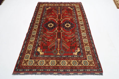 156 x 195 cm | Tribal Hand Knotted Veg Dye Wool Carpet