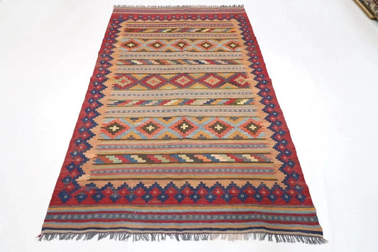 147 x 233 cm | Flat Weaved Afghan Tribal Hand Knotted Veg Dye Wool Carpet