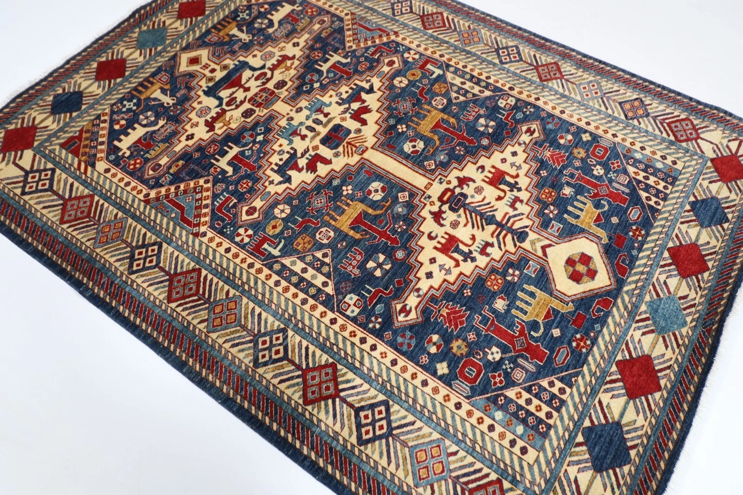 160 x 212 cm | Fine Afghan Tribal Hand Knotted Veg Dye Wool Carpet