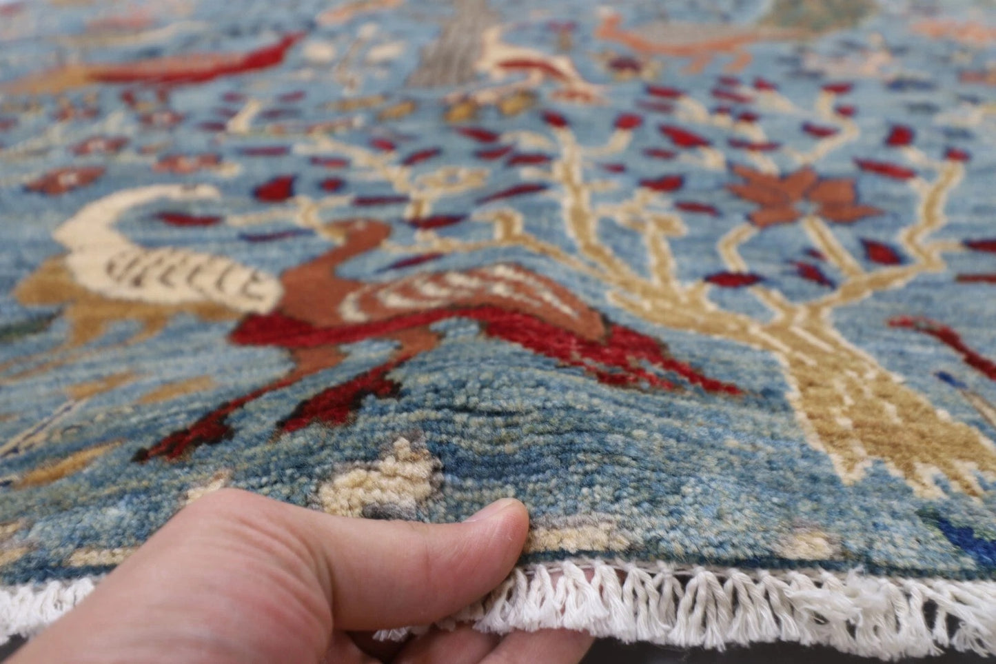 152 x 208 cm | Birds Afghan Tribal Hand Knotted Veg Dye Wool carpet