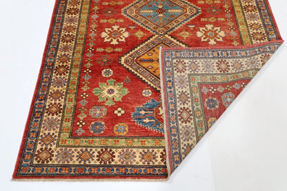 170 x 242 cm | Kazak Afghan Tribal Hand Knotted Veg Dye Wool Carpet