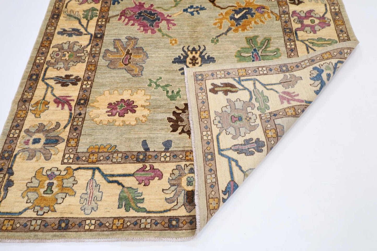 183 x 269 cm | Oushak Gray Afghan Tribal Hand Knotted Veg Dye Wool Carpet