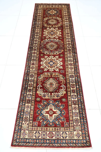 77 x 263 cm | Kazak Afghan Tribal Hand Knotted Wool Runner