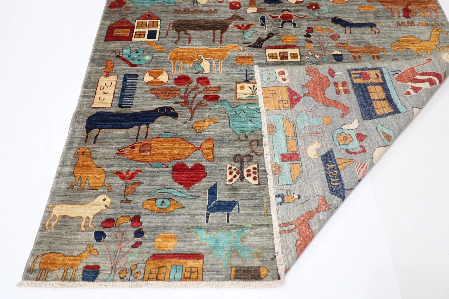 186 x 278 cm | Landscape Gabbeh Animal Afghan Tribal Hand Knotted Veg Dye Wool carpet