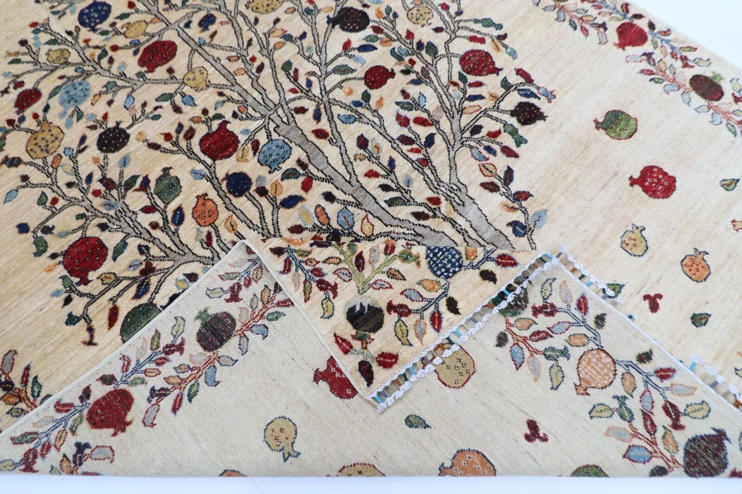 176 x 245 cm | Beige Afghan Tribal Hand Knotted Veg Dye Wool Carpet
