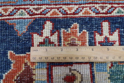92 x 353 cm | Navy Afghan Tribal Hand Knotted Wool Runner