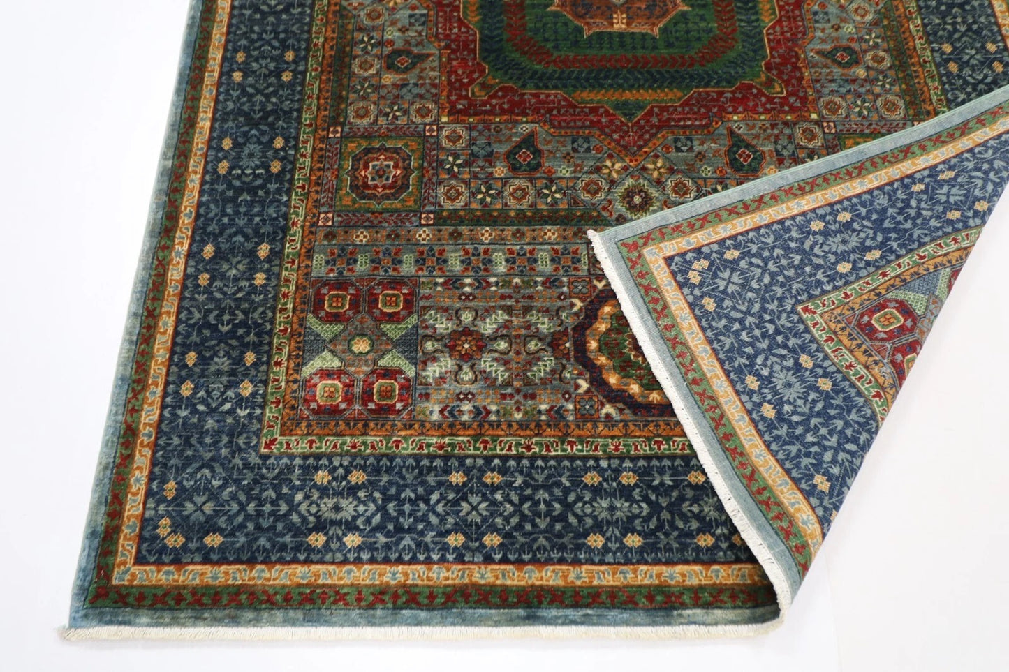 174 x 246 cm | Mamluk Afghan Tribal Hand Knotted Veg Dye Wool Carpet