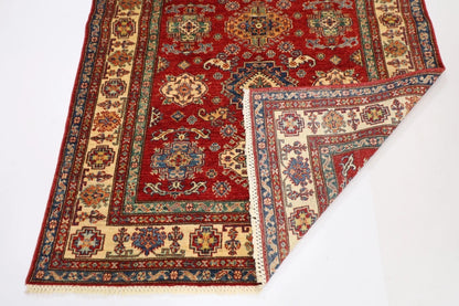 149 x 208 cm | Kazak Afghan Tribal Hand Knotted Veg Dye Wool Carpet