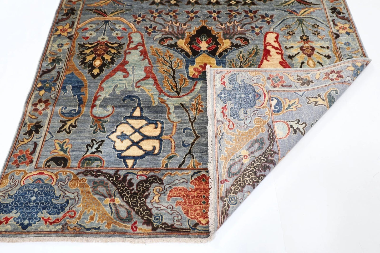 184 x 273 cm | Bidjar Gray Afghan Tribal Hand Knotted Veg Dye Wool carpet