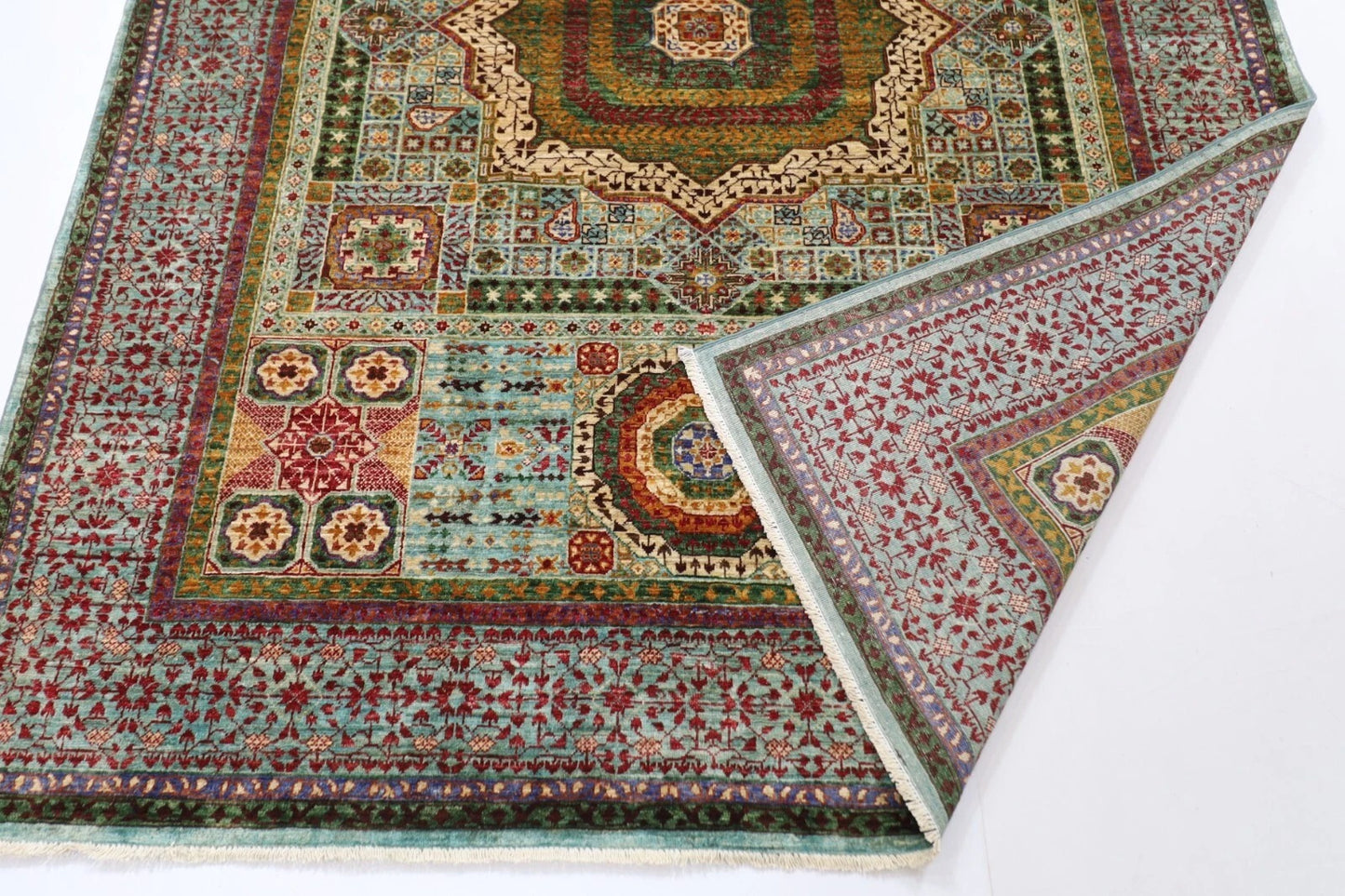175 x 228 cm | Mamluk Afghan Tribal Hand Knotted Veg Dye Wool Carpet