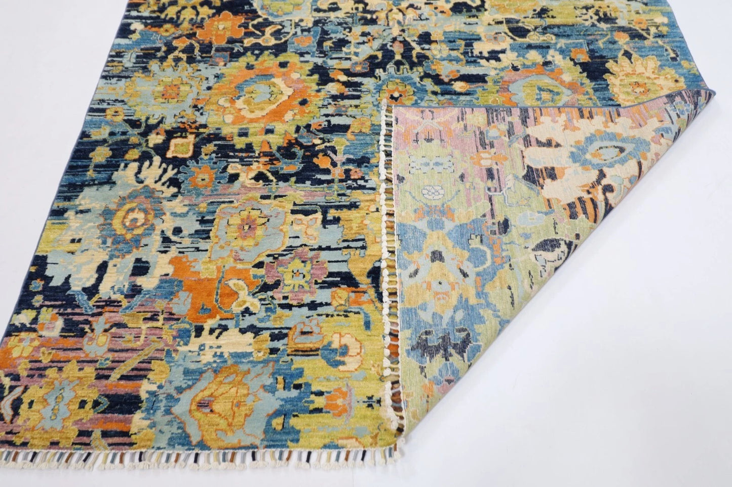195 x 303 cm | Abstract Silk / Wool Afghan Tribal Hand Knotted Carpet