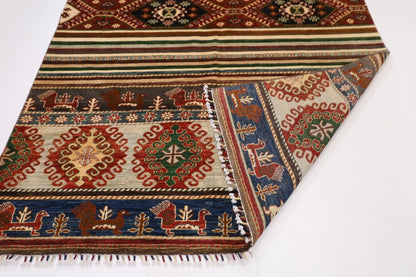 196 x 299 cm | Striped Afghan Tribal Hand Knotted Carpet