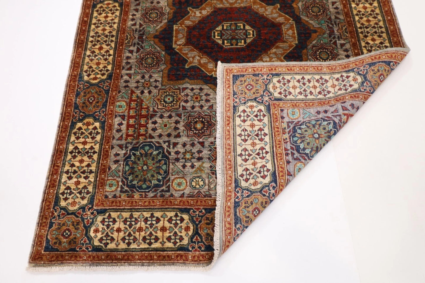 153 x 201 cm | Mamluk Afghan Tribal Hand Knotted Veg Dye Wool carpet