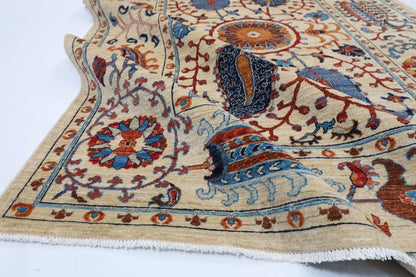 184 x 268 cm |  Suzani Beige Afghan Tribal Hand Knotted Veg Dye Wool carpet