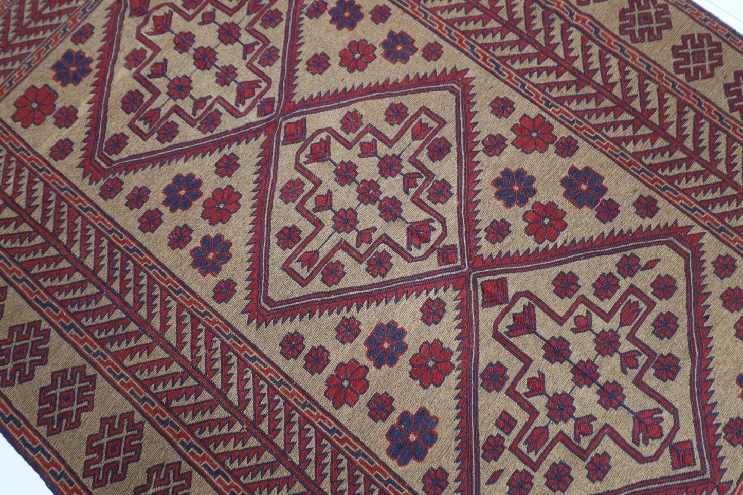 163 x 230 cm | Kilim Afghan Tribal Hand Knotted Veg Dye Wool Carpet