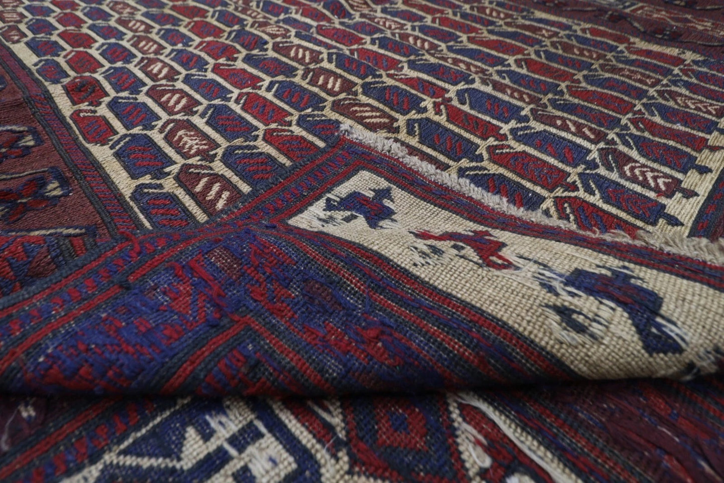 188 x 245 cm | Vintage Kilim Afghan Tribal Hand Knotted Veg Dye Wool Carpet