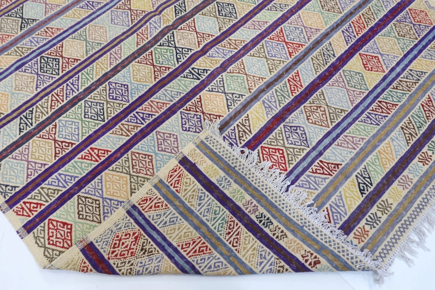 195 x 299 cm | Flat weaved Afghan Tribal Hand Knotted Carpet