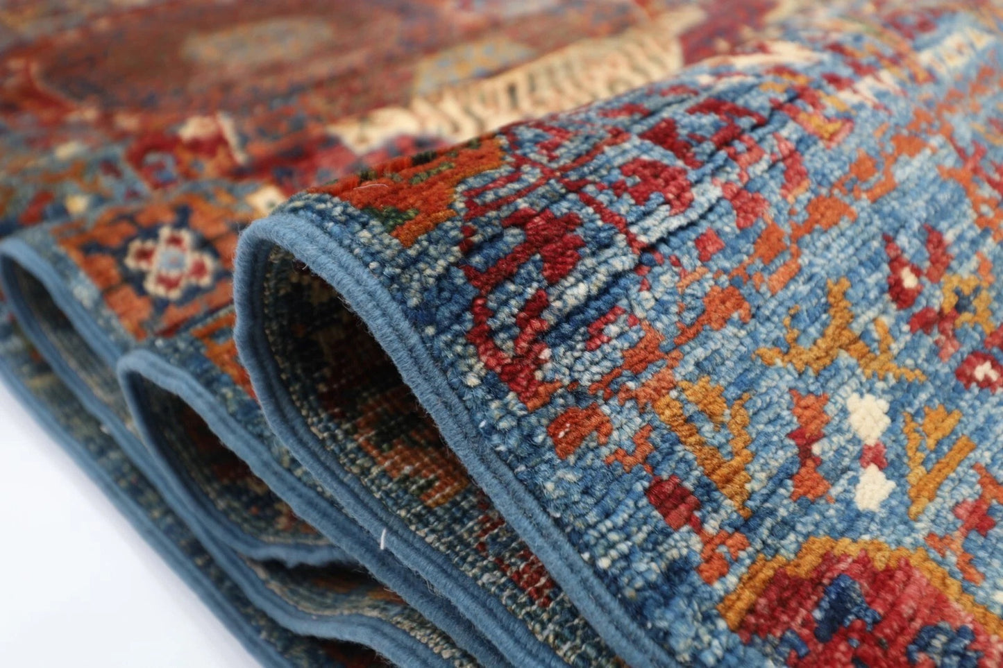 82 x 925 cm | Mamluk Blue Afghan Tribal Hand Knotted Wool Runner