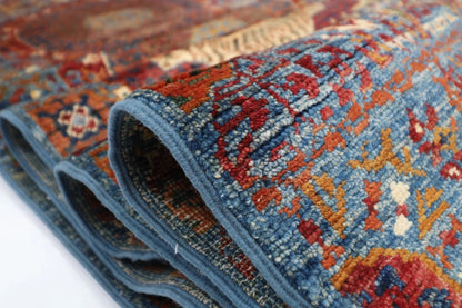 82 x 925 cm | Mamluk Blue Afghan Tribal Hand Knotted Wool Runner