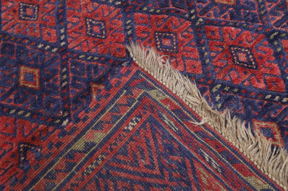 195 x 282 cm | Barjesta Red Flat Weaved Afghan Tribal Hand Knotted Carpet Kilim