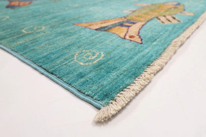 248 x 330 cm | Fish Party Afghan Tribal Hand Knotted Carpet