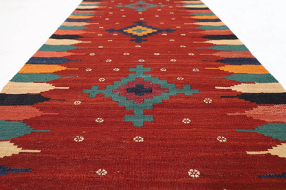 81 x 301 cm | Flat Weaved Kilim Afghan Tribal Hand Knotted Wool Runner