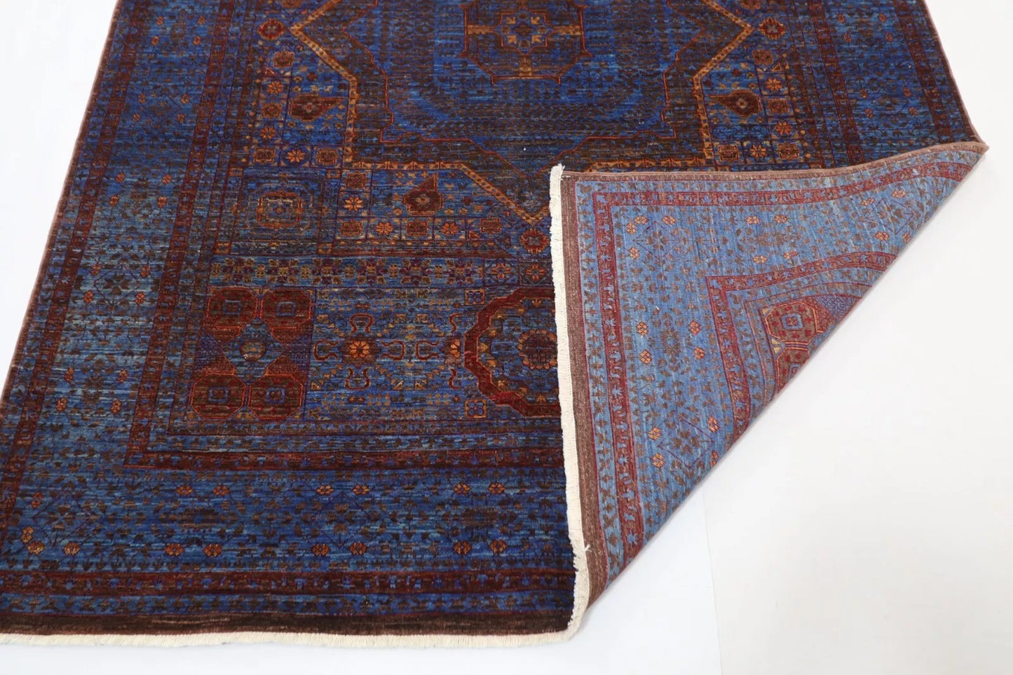 174 x 245 cm | Mamluk Afghan Tribal Hand Knotted Veg Dye Wool Carpet