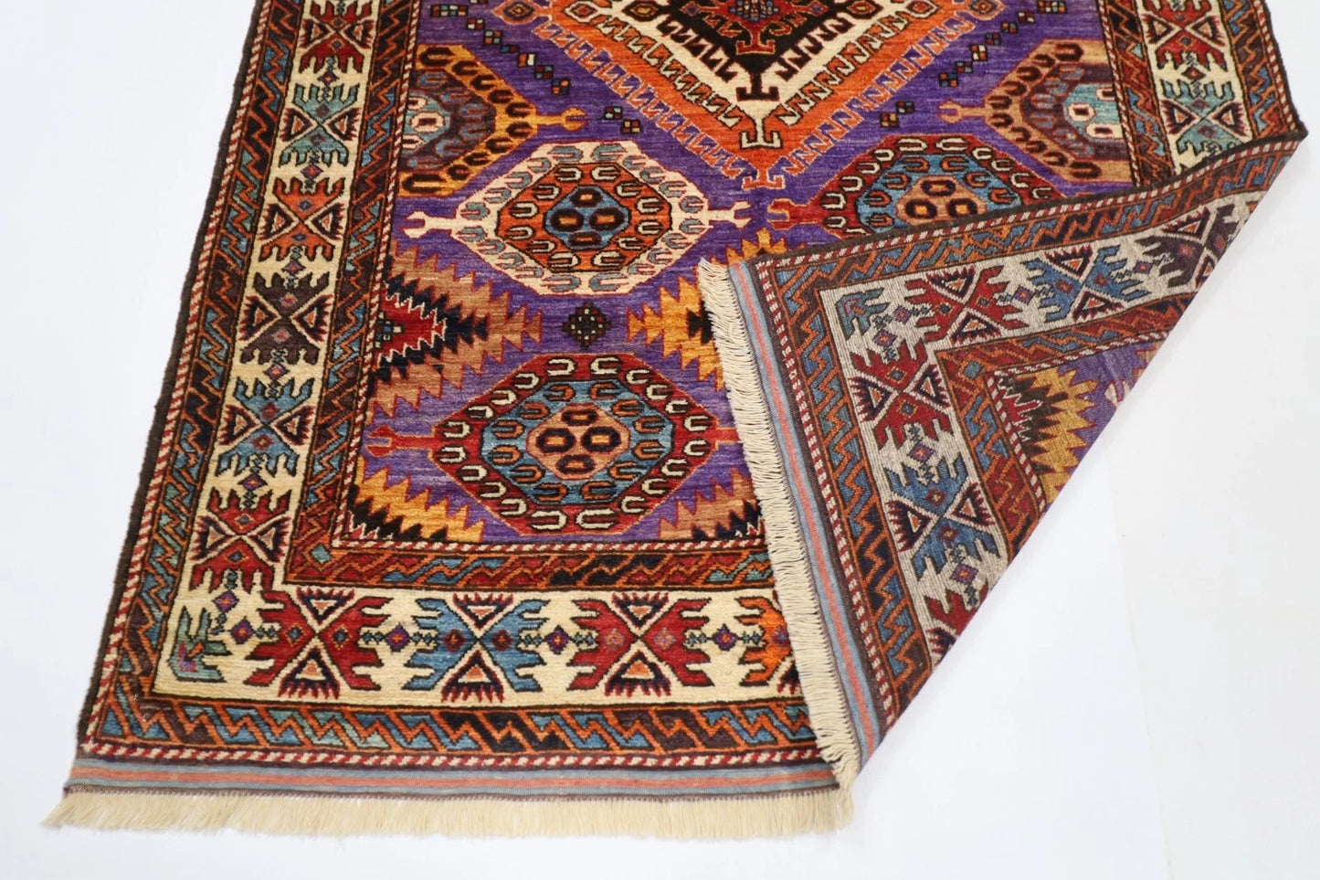 160 x 226 cm | Purple Afghan Tribal Hand Knotted Veg Dye Wool carpet