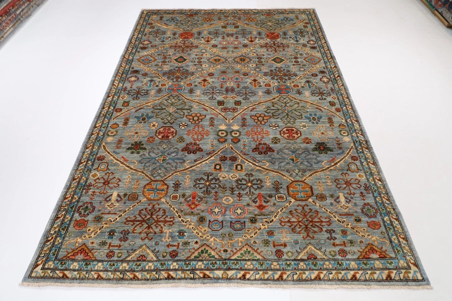182 x 270 cm |  Gray Afghan Tribal Hand Knotted Veg Dye Wool carpet
