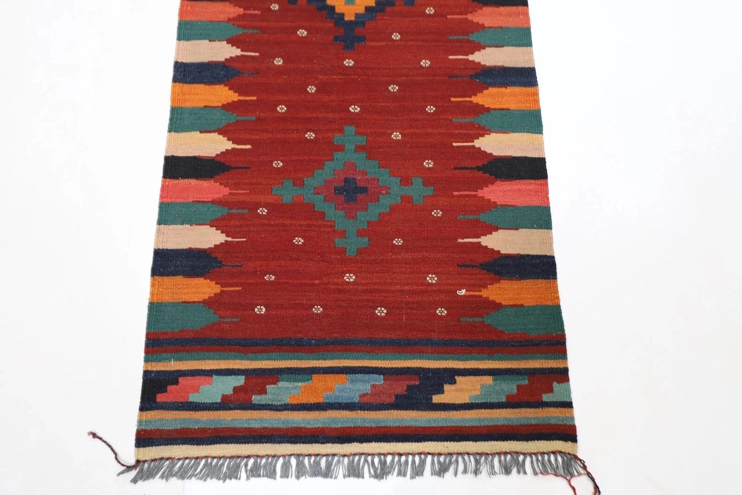 81 x 301 cm | Flat Weaved Kilim Afghan Tribal Hand Knotted Wool Runner